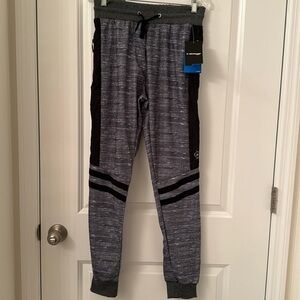 Dunlop Gray Sport pants men’s side zippers gathered ankle drawstring waist small